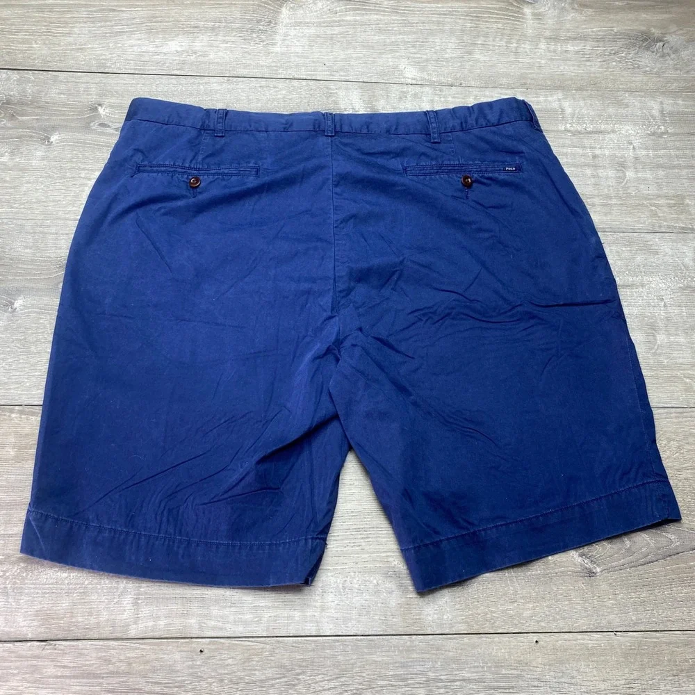 Polo Ralph Lauren Shorts Classic Fit Mens 40 Navy Blue Cotton‎ Chino Flat Front